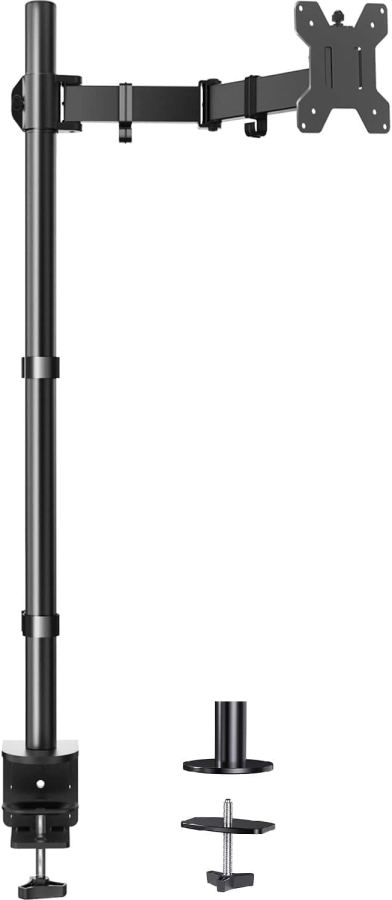 HUANUO Monitor Arm - 1 Monitor - [13–32"] - Extra-High 101cm Column / up to 10kg (Ergonomic Solution for Sit-Stand Workstations: 1010 mm Pole for Flexible Height Adjustment up to 10 kg)